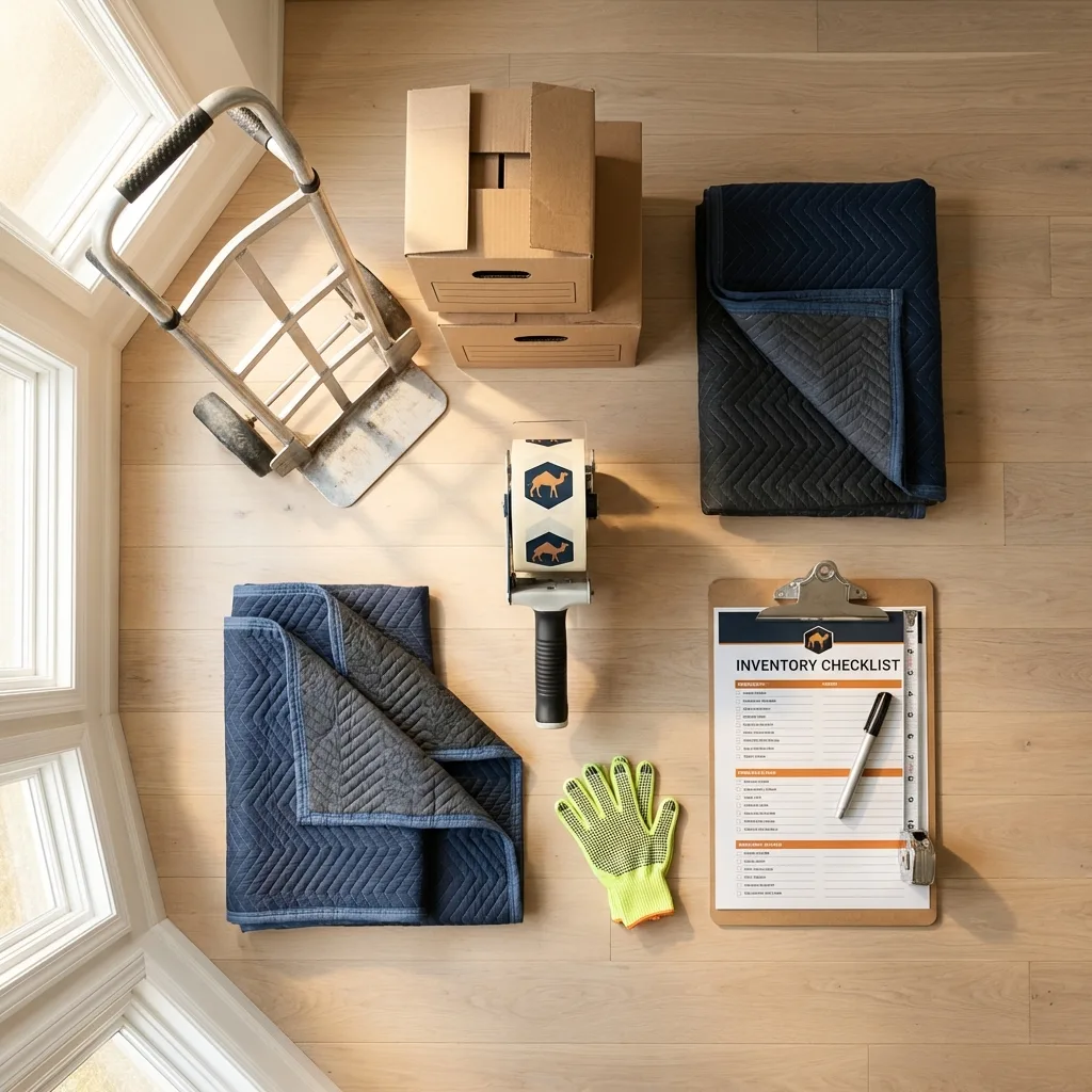Professional moving supplies and packing materials layout for Swansea residential relocations